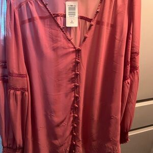 Torrid Women's Rosey Pink Blouse with Button Detail